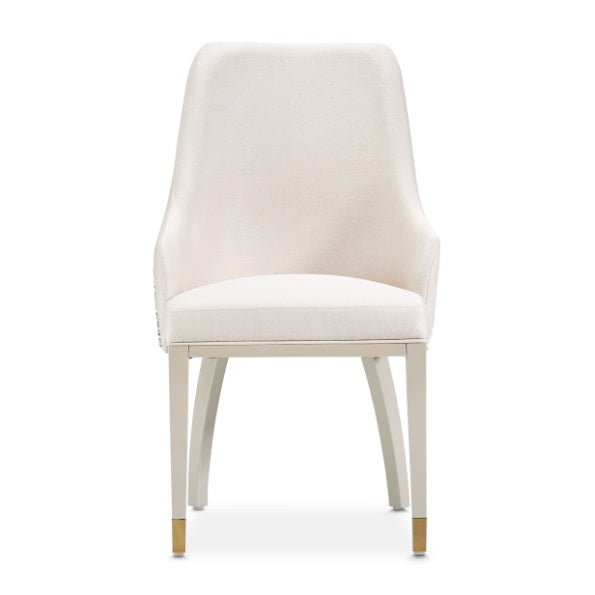AICO Furniture Carmela Dining Arm Chair (Set of 2) in Shimmer Ivory