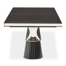 AICO Furniture Carmela Pedestal Dining Table in Glossy Charcoal Sand