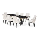 AICO Furniture Carmela Pedestal Dining Table in Glossy Charcoal Sand