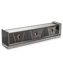 AICO Furniture Carmela Media Cabinet in Glossy Charcoal Sand