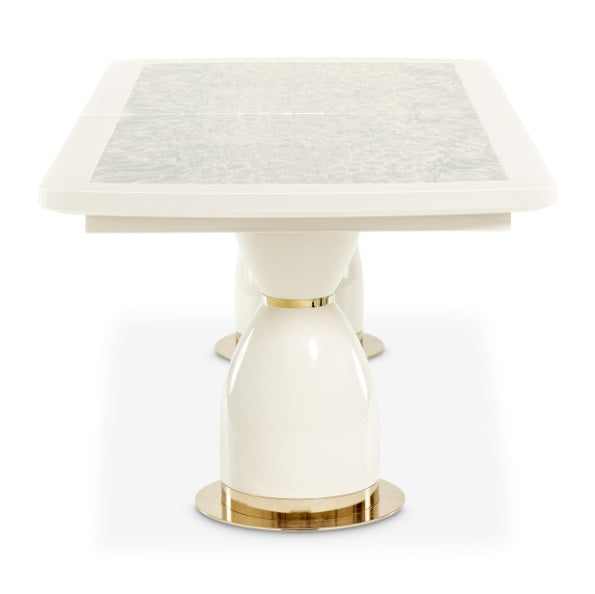 AICO Furniture Lisbon Double Pedestal Dining Table in Silken Matte Cream