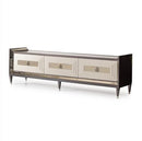 AICO Lousanne Media Cabinet in Glossy Mocha Sand