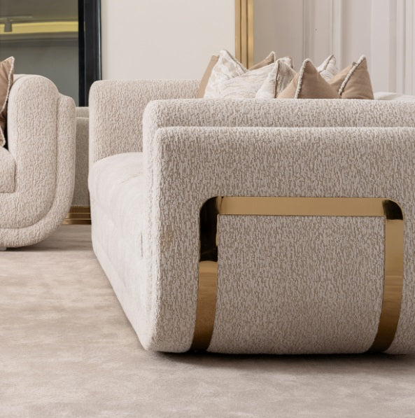 AICO Furniture Savannah Breeze Standard Sofa Cashmere in Bright Gold