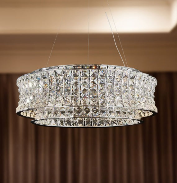 AICO Furniture Lighting Galaxy Large Round LED Chandelier in Chrome