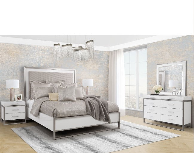 AICO Marquee Queen Panel Bed in Cloud White KI-MRQEQN-108