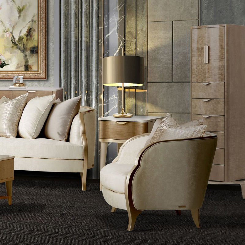 AICO Malibu Crest Chair & A Half in Chardonnay