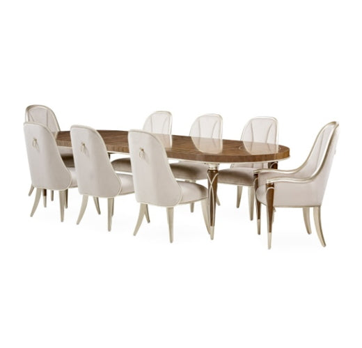 AICO Villa Cherie 4 Leg Oval Dining Table in Hazelnut
