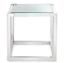 AICO Furniture State St. Square End Table in Stainless Steel