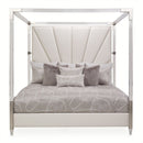 AICO Penthouse King Canopy Channel Tufted Upholstered Bed in Ash Gray