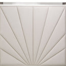 AICO Penthouse/Lanterna King Canopy Channel Tufted Upholstered Bed in Silver Mist