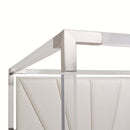 AICO Penthouse/Lanterna King Canopy Channel Tufted Upholstered Bed in Silver Mist