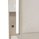 AICO Penthouse/Lanterna King Canopy Channel Tufted Upholstered Bed in Silver Mist