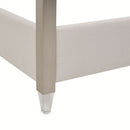 AICO Penthouse/Lanterna King Canopy Channel Tufted Upholstered Bed in Silver Mist