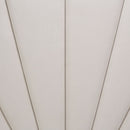 AICO Penthouse/Lanterna King Canopy Channel Tufted Upholstered Bed in Silver Mist