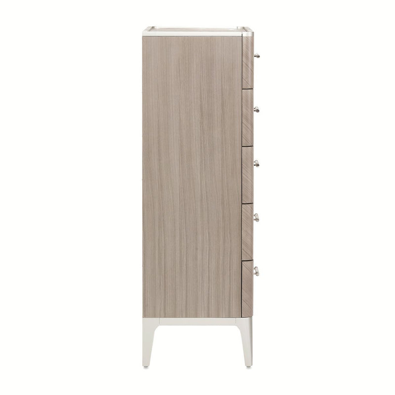 AICO Lanterna Highboy Chest in Silver Mist