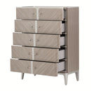 AICO Lanterna Highboy Chest in Silver Mist