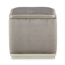 AICO Furniture Linea Linea Ottoman Gray Pearl in Silver Mist