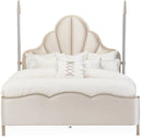 AICO Malibu Crest Queen Scalloped Poster Bed in Chardonnay