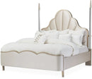 AICO Malibu Crest Queen Scalloped Poster Bed in Chardonnay