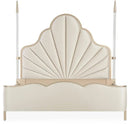 AICO Malibu Crest Queen Scalloped Poster Bed in Chardonnay