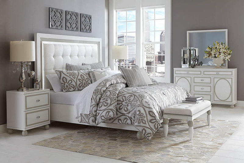 AICO Sky Tower Bedside Bench in White Cloud