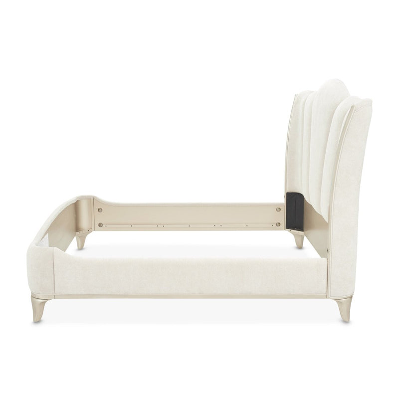 AICO Furniture La Marisia Queen Upholstered Platform Bed in Creamy Pearl