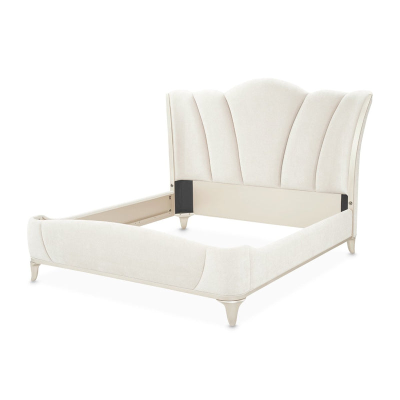 AICO Furniture La Marisia California King Upholstered Platform Bed in Creamy Pearl