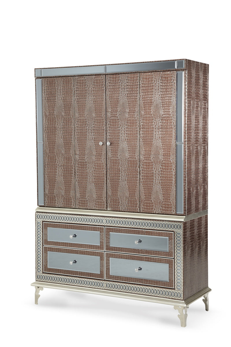 AICO Hollywood Swank Media Cabinet Hutch and Base in Amazing Gator image