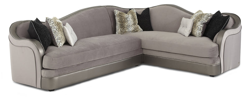 Aico Furniture Hollywood Swank Right Arm Facing Corner Loveseat in Silver 03823-SILVR-00 image