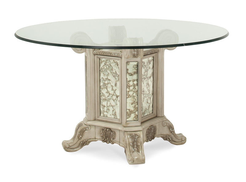 Aico Platine de Royale Round Glass Top Dining Table in Champagne 09001RNDGL54-201 image