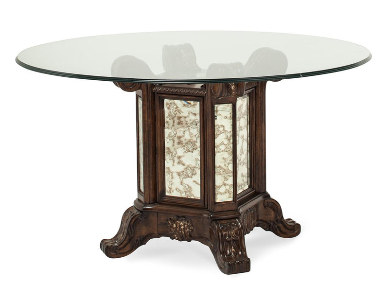 Aico Platine de Royale Round Glass Top Dining Table in Light Espresso 09001RNDGL54-229 image