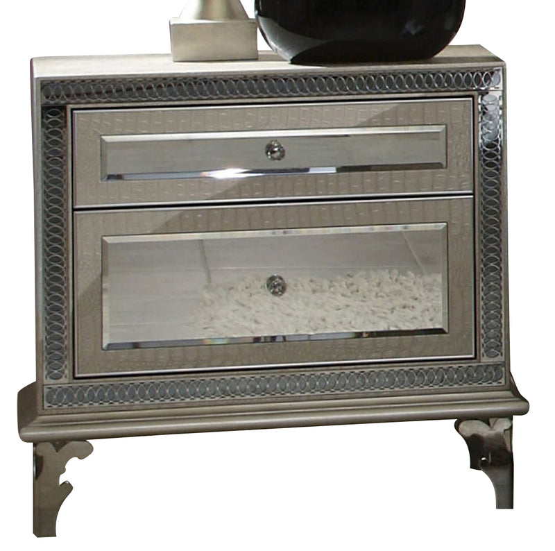 AICO Hollywood Swank Upholstered Nightstand in Crystal Croc 03040-09 image