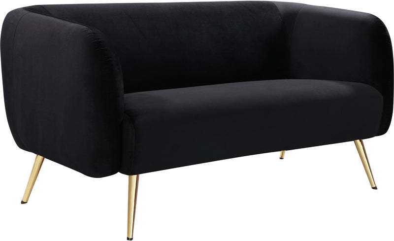 Harlow Black Velvet Loveseat image