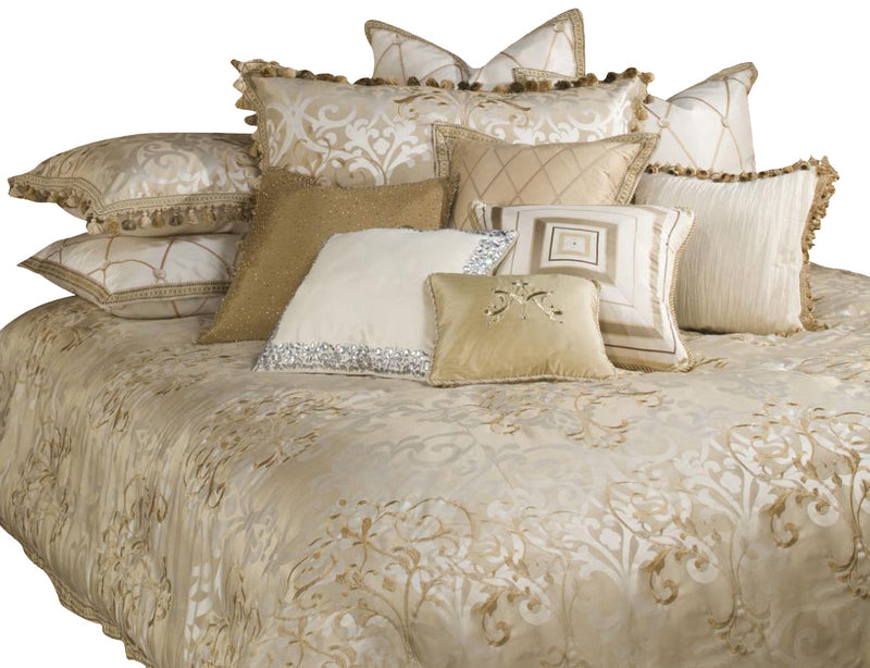 AICO Luxembourg 12-pc Queen Comforter Set in Cr��me BCS-QS12-LUXEMB-CRM image