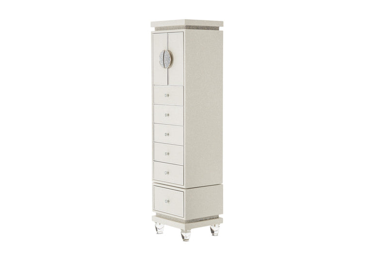 AICO Glimmering Heights Upholstered Swivel Lingerie Chest in Ivory 9011062-111 image