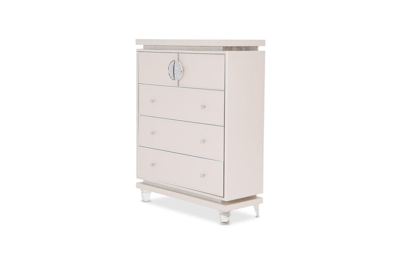 AICO Glimmering Heights Upholstered 5 Drawer Chest in Ivory 9011070-111 image