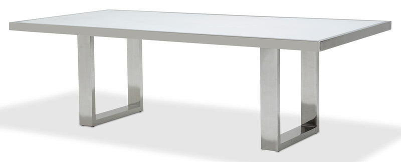 Aico State St Rectangular Dining Table with Glass Top in Glossy White 9016000-116 image