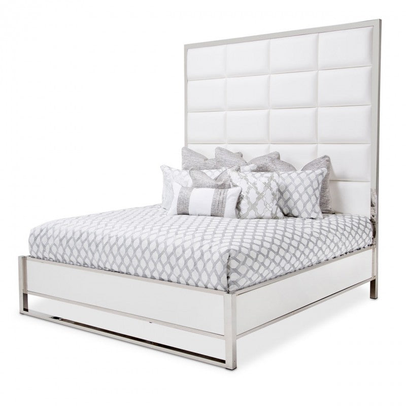 Aico State St Metal Cal King Panel Bed in Glossy White 9016000CK3PT-116 image