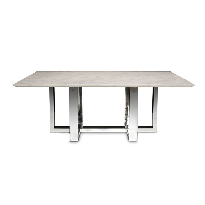 AICO Furniture Halo Rectangular Marble Top Dining Table in Glossy White 9018000-116 image