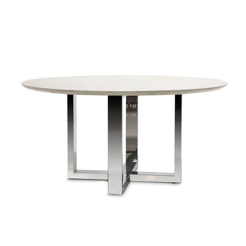 AICO Furniture Halo Round Marble Top Dining Table in Glossy White 9018001-116 image