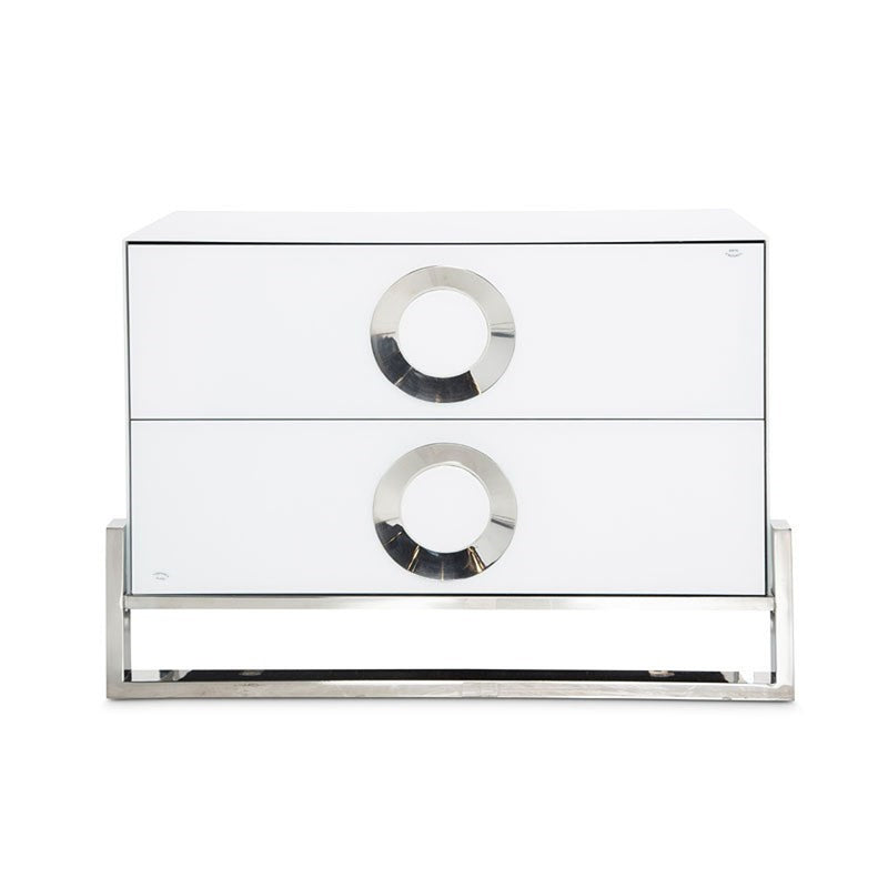 AICO Furniture Halo Bachelors Chest in Glossy White 9018042-116 image