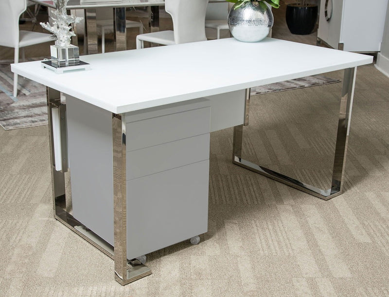 AICO Furniture Halo Rectangular Desk in Glossy White 9018207-116 image