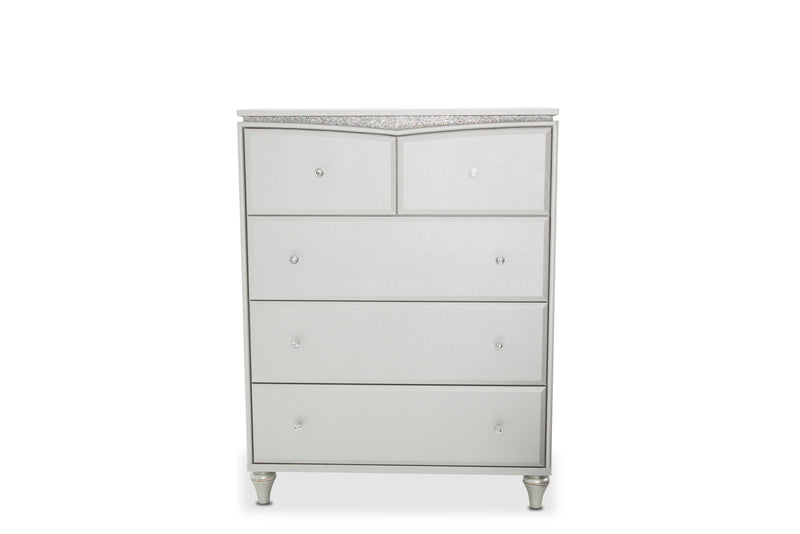 AICO Melrose Plaza Upholstered Five Drawer Chest in Dove 9019070-118 image