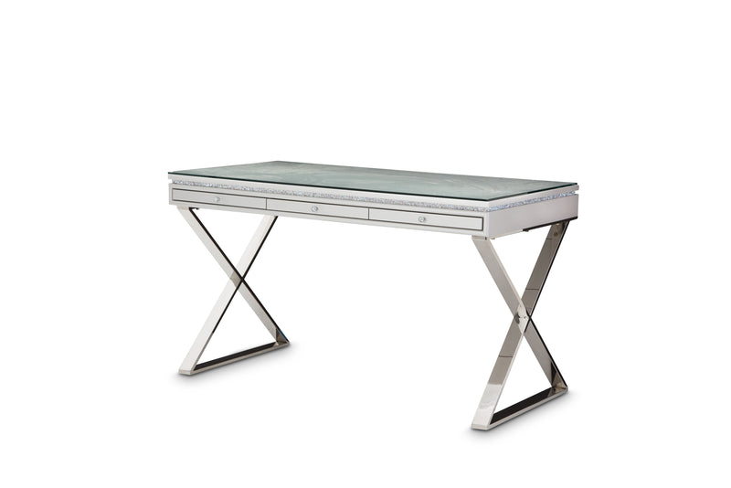 AICO Melrose Plaza Writing Desk with Glass Top in Dove 9019277-217-118 image