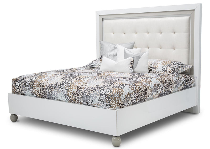 AICO Sky Tower California King Upholstered Platform Bed in White Cloud image