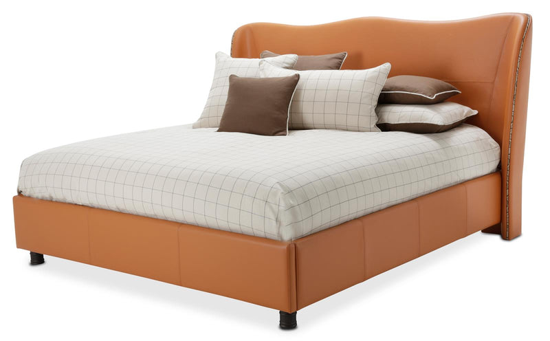 Aico 21 Cosmopolitan Eastern King Upholstered Wing Bed in Orange 9029000EK-812 image