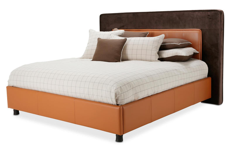 Aico 21 Cosmopolitan Queen Upholstered Tufted Bed in Orange/Umber 9029000QNT-812 image