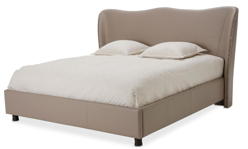 Aico 21 Cosmopolitan California King Upholstered Wing Bed in Taupe 9029000CK-212 image