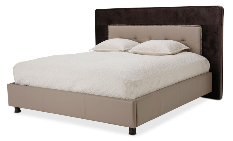 Aico 21 Cosmopolitan California King Upholstered Tufted Bed in Taupe/Umber 9029000CKT-212 image