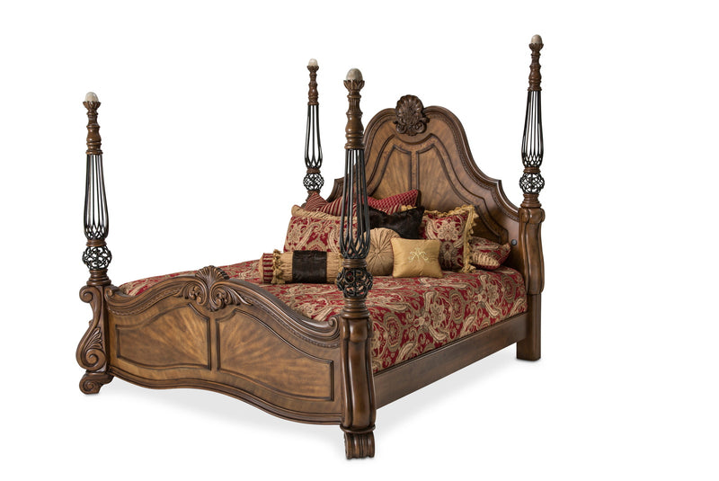 Aico Eden's Paradise California King Poster Bed in Ginger 9055000CK-211 image